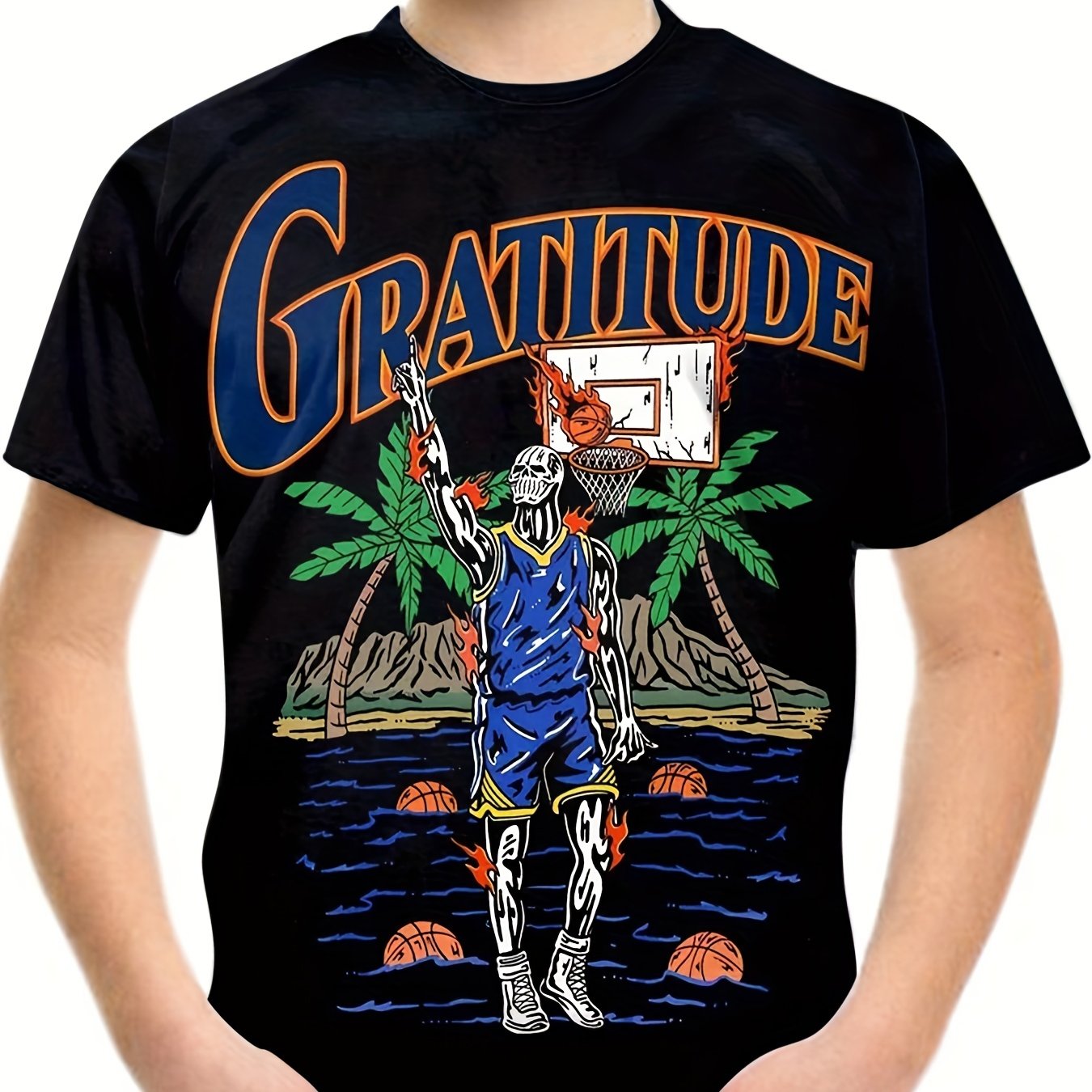 Kids Beach & Basketball Graphic Tee Boys & Girls Casual T-shirt 3D Print