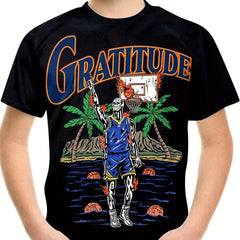 Kids Beach & Basketball Graphic Tee Boys & Girls Casual T-shirt 3D Print