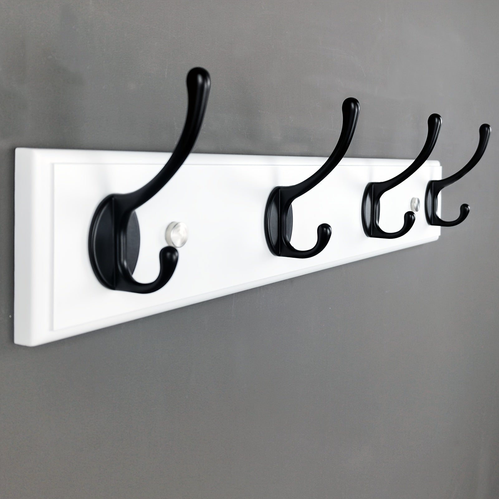 Wooden Coat Rack Wall Mount With 4 Hooks Silvery Wood