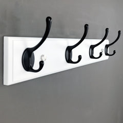 Wooden Coat Rack Wall Mount With 4 Hooks Silvery Wood