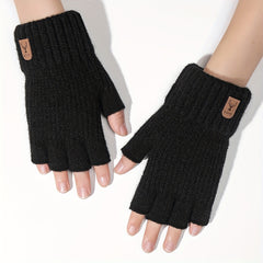Winter Touch Screen Knitted Half Finger Gloves Men Women