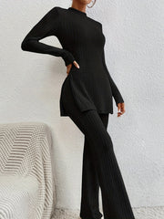 Ribbed Lounge Set Top & Pants Women's Loungewear