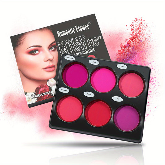 6 Colors Face Blush Palette Matte Mineral Blush Powder Bright Shimmer Face Blush