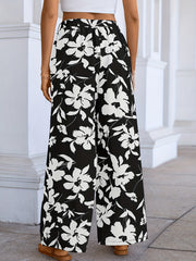 Floral Print Wide Leg Pants High Waist Summer Pants Women's Clothing