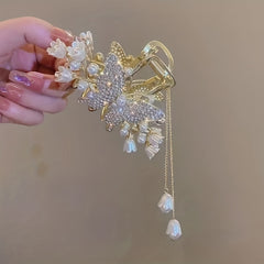 Metal Tassel Flower Rhinestone Hair Clip Girl's Hair Accessories