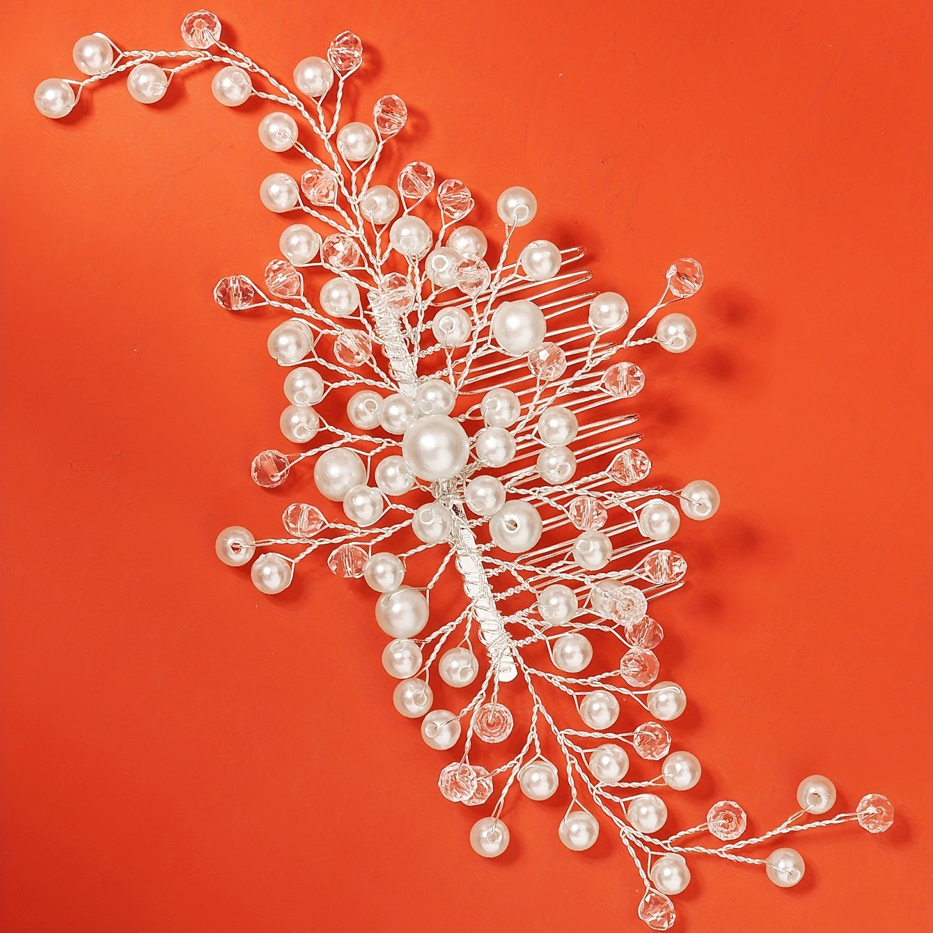 Crystal Headwear Pearl Hair Comb Bridal Wedding Headband Scarf