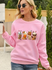 Pumpkin Drinking Print Halloween Sweatshirt