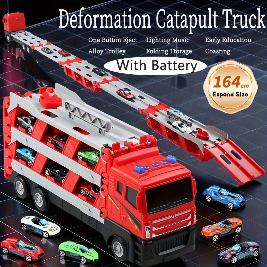 Truck Toys 64 Inch Ejection Race Track with 4 Alloy Cars