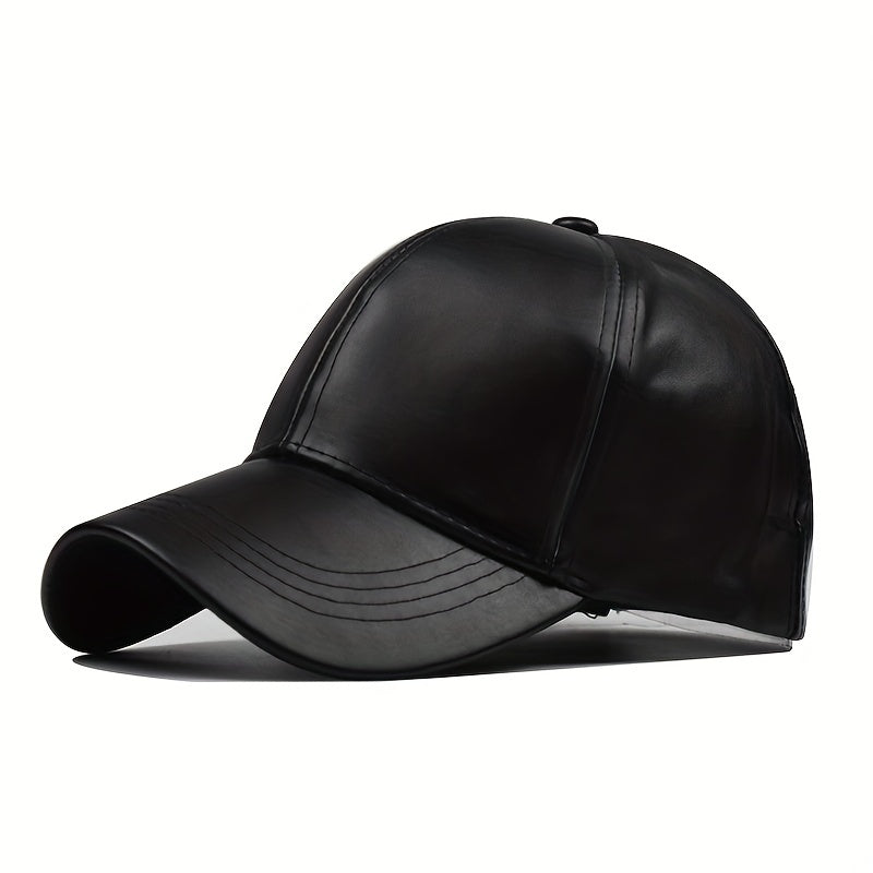 Unisex PU Leather Baseball Cap Stylish Dad Hat Outdoor Sunshade Sports Hats