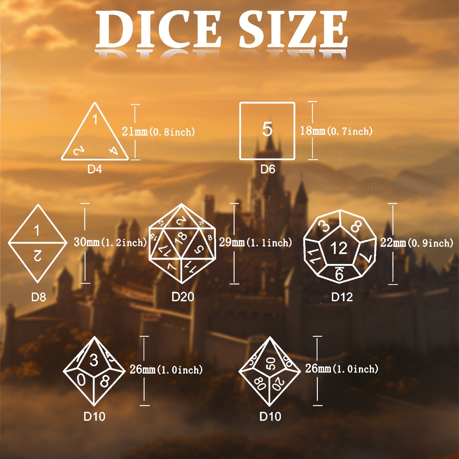 7pcs Resin Sharp Edge Polyhedral Dice Set for Board Games