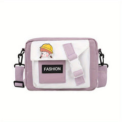 Letter Patch Bag Small Square Shoulder Bag With Pin