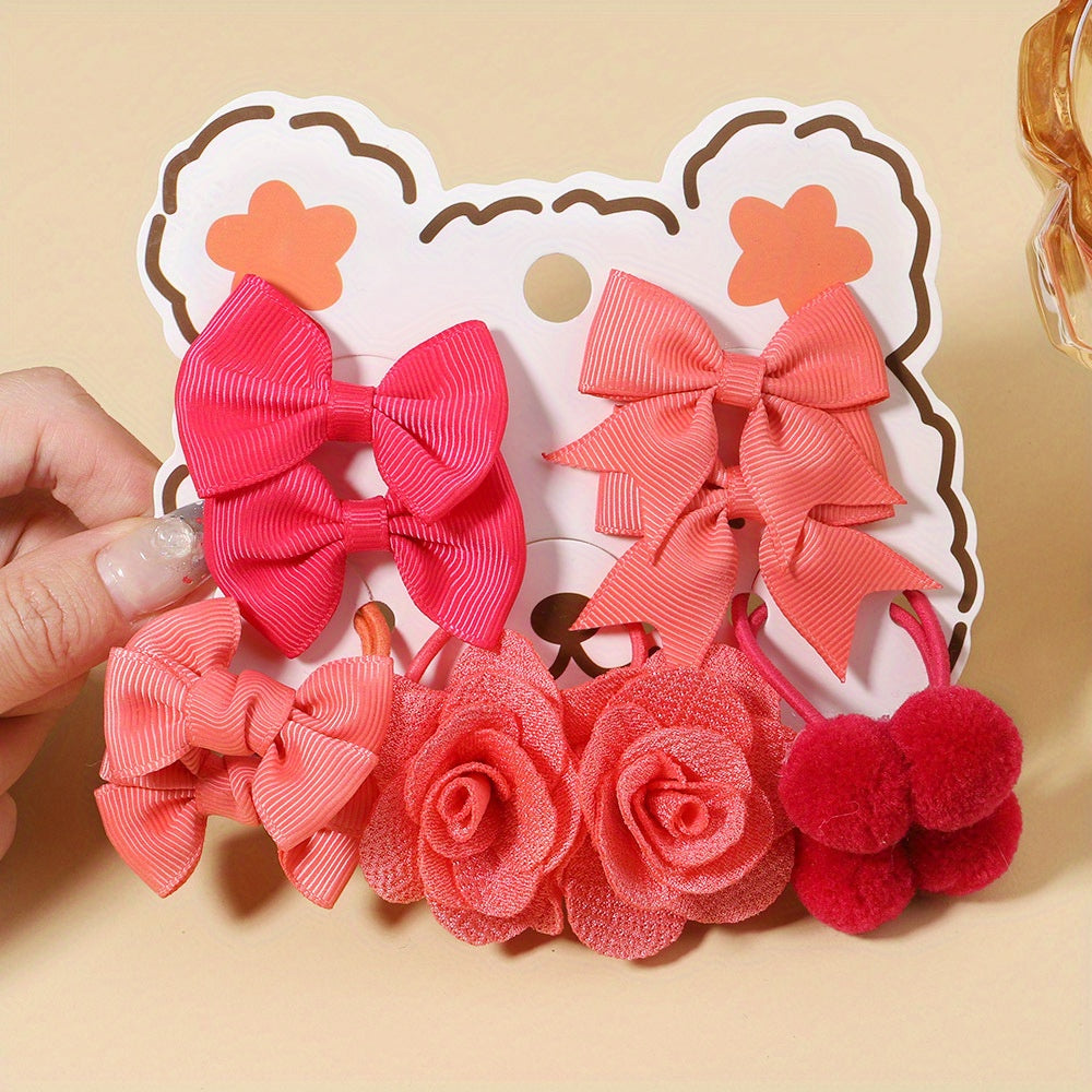 10pcs Colorful Bow Flower Hair Bands for Festivals & Proms