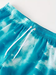 Cloud Sky Pattern Mens Drawstring Swimming Shorts Beach Vacation