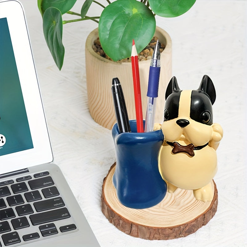 Resin Little Elephant Puppy Pen Holder Desk Organizer