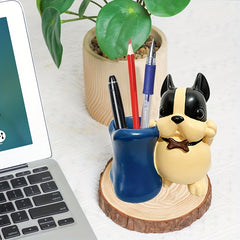 Creative Elephant French Bulldog Pen Cup Resin Pot