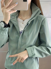 Rainproof Detachable Outdoor Jacket Zipper Pockets Hooded Jacket