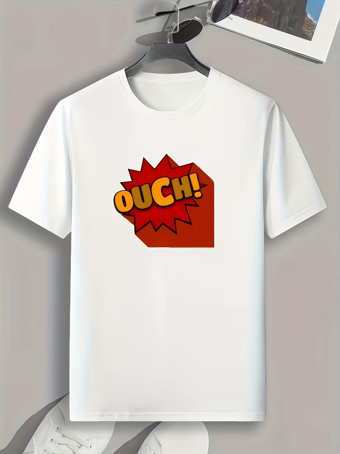 OUCH Pattern Print Men's Sports T-shirt Men's Summer Outdoor Clothing