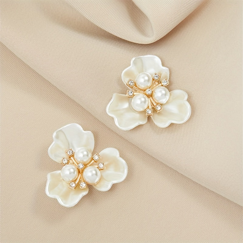 10pcs Flower Hair Piece Pearl Rhinestone Bridal Wedding Accessory