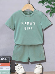 2pcs Toddler Girls MAMA'S GIRL T Shirts & Shorts Set