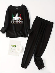 Women's Plus Size Christmas Lounge Set Fleece