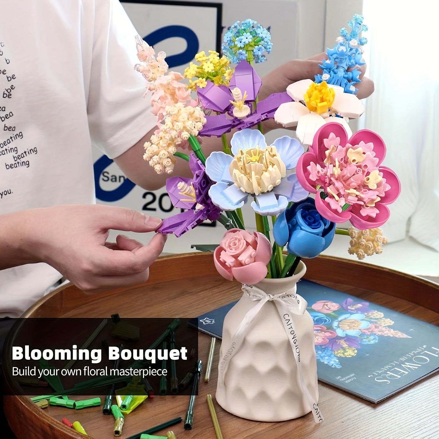Adult Bouquet 1002pcs Flower Building Blocks Set Unique Home Decoration