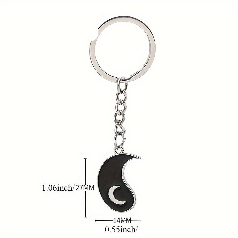 Star Moon Yin Yang Keychain Cartoon Metal Key Chain Pendant Gift Couple