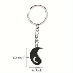 Star Moon Yin Yang Keychain Cartoon Metal Key Chain Pendant Gift Couple