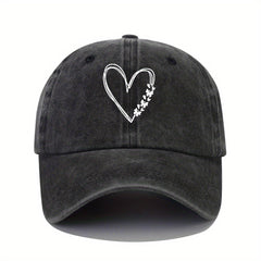 Butterfly Heart Print Baseball Cap Washed Distressed Adjustable Sports Sun Hats