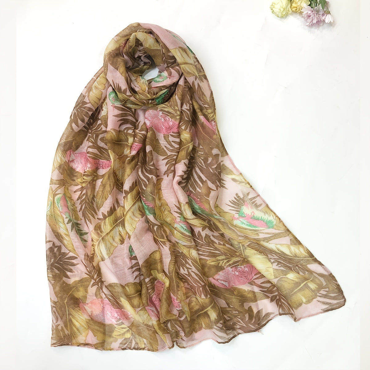 Rainforest Print Scarf Boho Voile Casual Shawl Classic