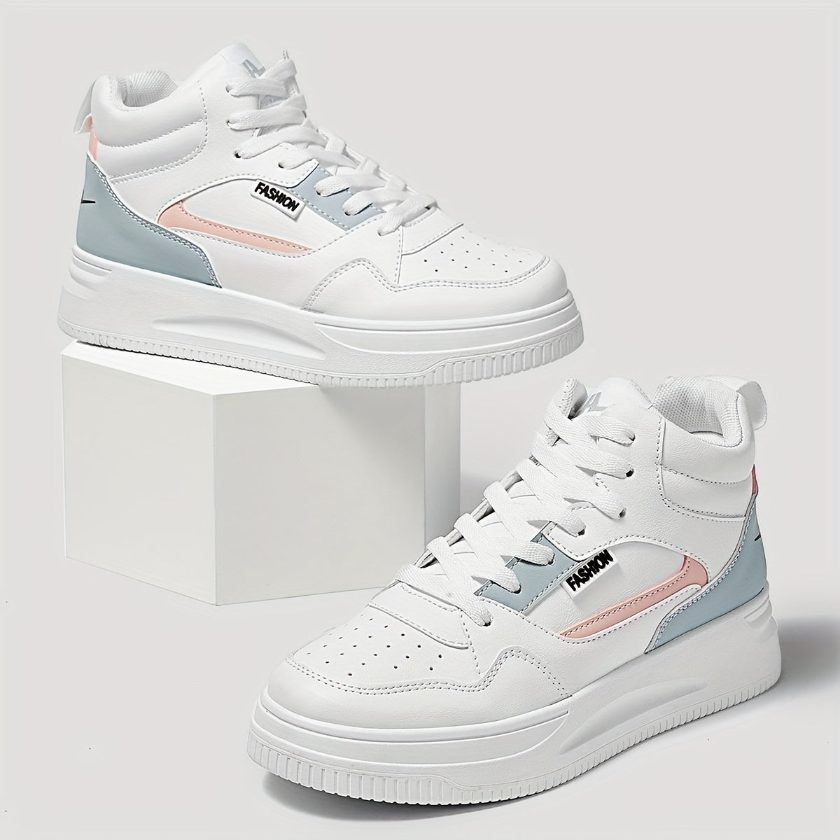 Colorblock Platform Skate Shoes High Top Sneakers