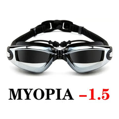 Waterproof Myopia Swimming Goggles Anti Fog Glasses Earplugs Diving Swim