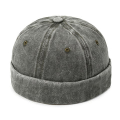 Men's Solid Washed Denim Beanie Hat