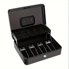 Portable Vault Cash Box with Money Tray and Lock Large Steel Money Box Pink