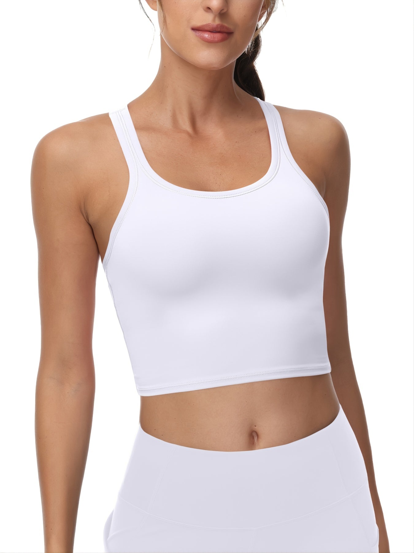 Women's Solid Racer Back Yoga Sports Bra