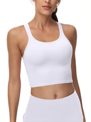 Women's Solid Racer Back Yoga Sports Bra