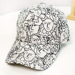 Abstract Face Printed Baseball Cap Unisex Casual Couple Sun Hat