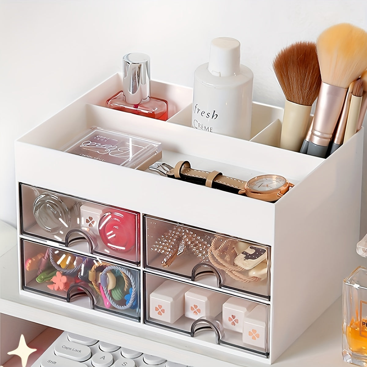 Double Layer Desktop Organizer Drawer Storage Box