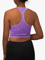 Ribbed Washed Sports Tank Top Sleeveless Fitness Training Top