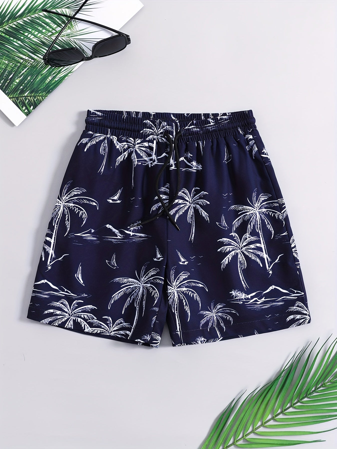 Boys Swim Trunks Coconut Tree Print Beach Pants