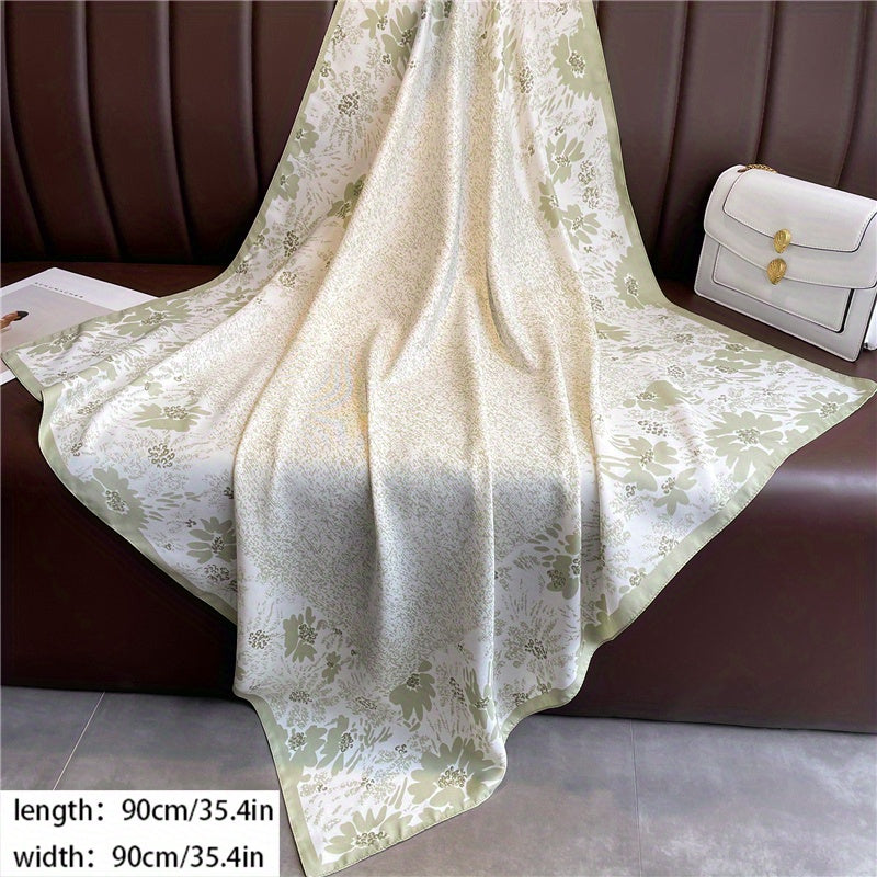 Floral Print Square Scarf Solid Plain Casual Shawl Women Head Wrap Bandana