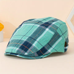 Retro Plaid Pattern Dopamine Style Peaked Cap for Party