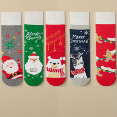 14 Pairs Kids Cartoon Christmas Crew Socks