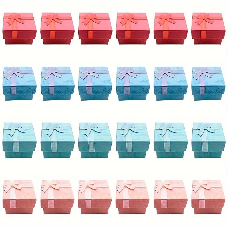 24pcs Jewelry Paper Box Ribbon Packaging Box Wedding Decoration Box