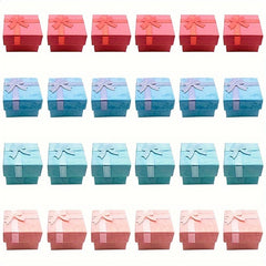 24pcs Jewelry Paper Box Ribbon Packaging Box Wedding Decoration Box
