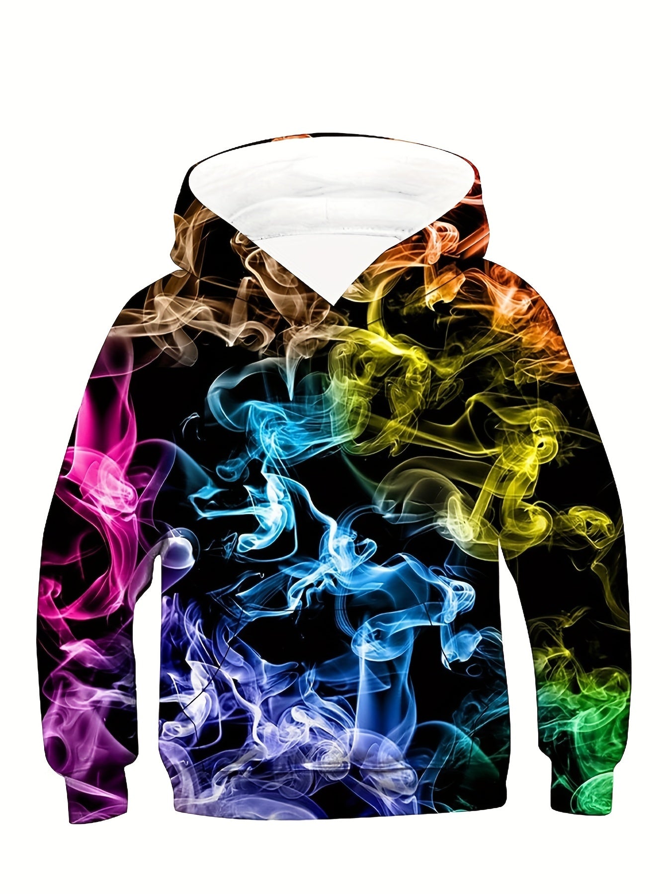 Boys Colorful Fumes Print Hoodie Top Casual Street Style Kids Clothes