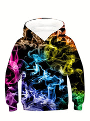 Boys Colorful Fumes Print Hoodie Top Casual Street Style Kids Clothes