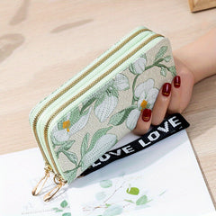 Flower Embroidery Long Wallet Clutch Purse Phone Bag