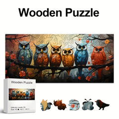 Owl Family Wooden Puzzle Irregular Animal Shaped Jigsaw Puzzle
