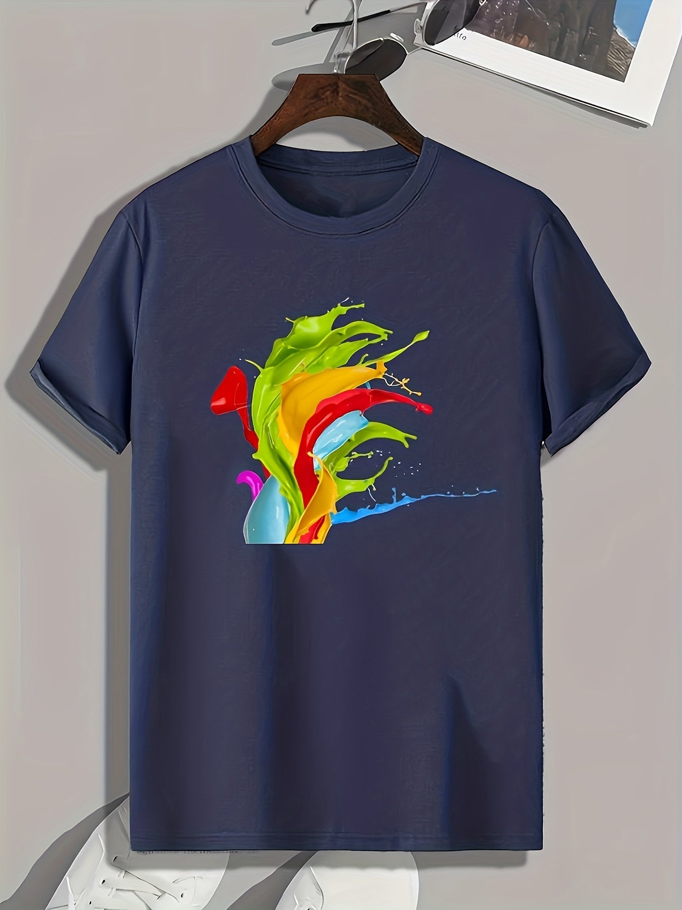 Colorful Paint Print Men's Graphic T-shirt for Summer