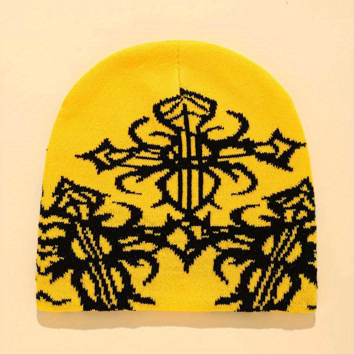 Men's Contrast Jacquard Knitted Hat Beanie